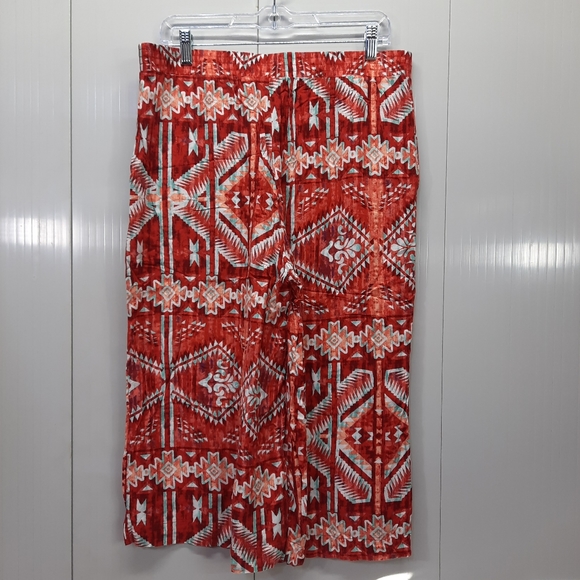 Cato Pants - Cato Women's Orange Square Pants Capri Pants Elastic Waist Size L